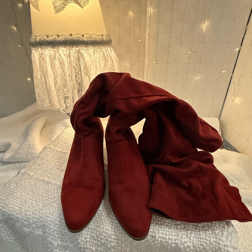 Elegant Red Over the Knee Boots
